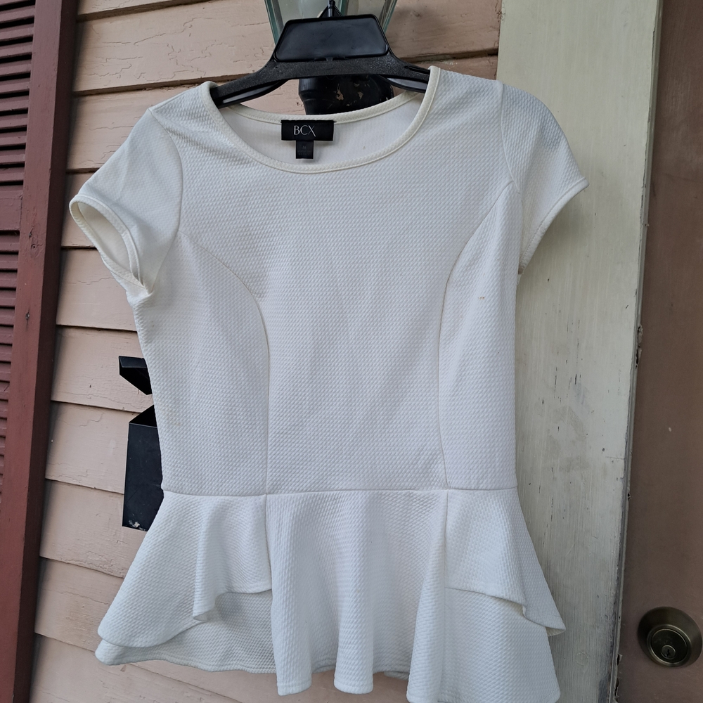 BCX Cream Peplum Blouse